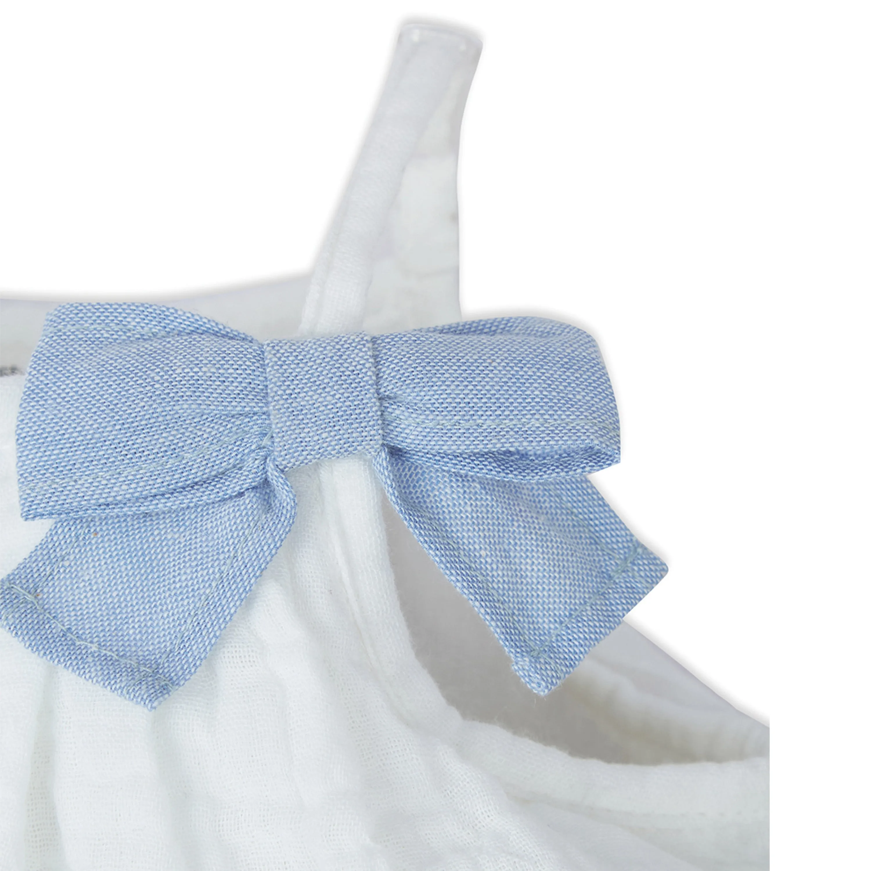 Mia Sky Tiered Top in Eyelet & Double Cloth with Chambray Shorts Set - White & Blue