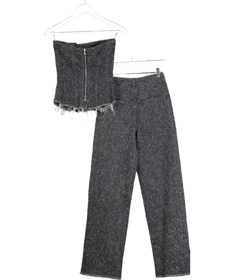 Mistress Rocks Black Distressed Denim Baggy Jeans And Corset Top UK XS
