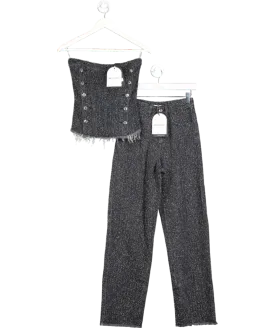Mistress Rocks Black Distressed Denim Baggy Jeans And Corset Top UK XS
