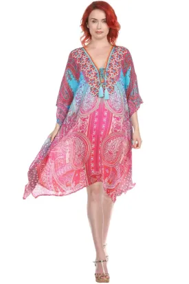 Multi Color Viscose Silk Designer Kaftan Dress