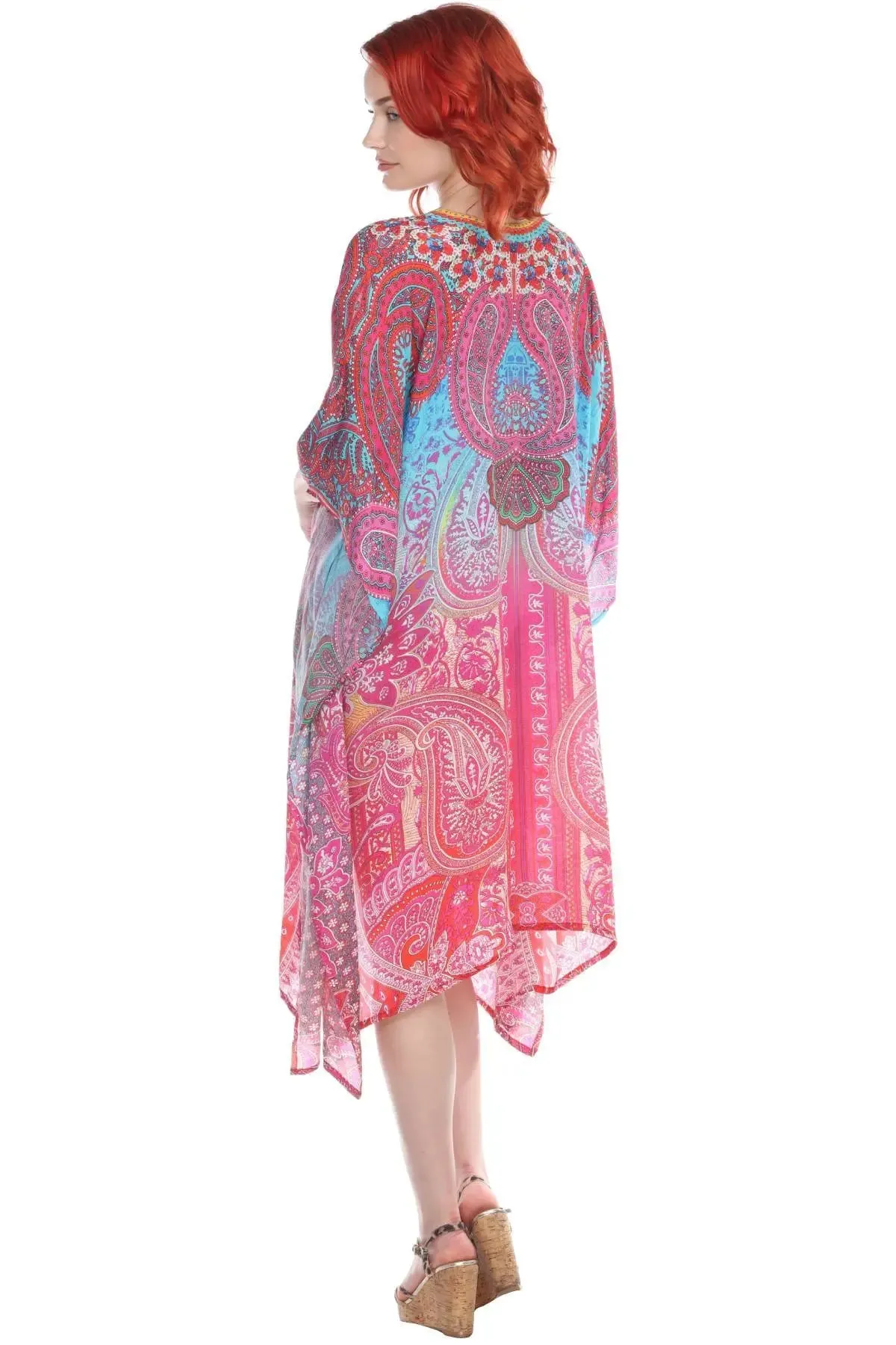 Multi Color Viscose Silk Designer Kaftan Dress