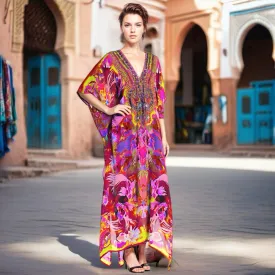 Pink Fusion  kaftan Resort Wear-Front tie with embellishments.Sizes Available AU 12-28