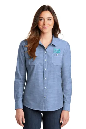 Port Authority Ladies Custom Chambray Shirts, Light Blue