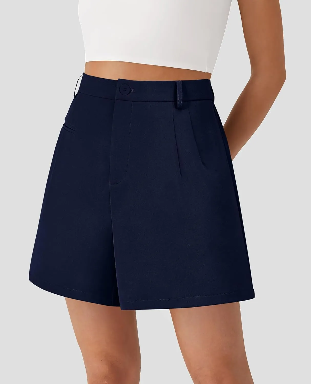 PRETTYGARDEN Shorts for Women Dressy 2025 Summer Elastic High Waisted Wide Leg Business Casual Work Shorts with Pockets