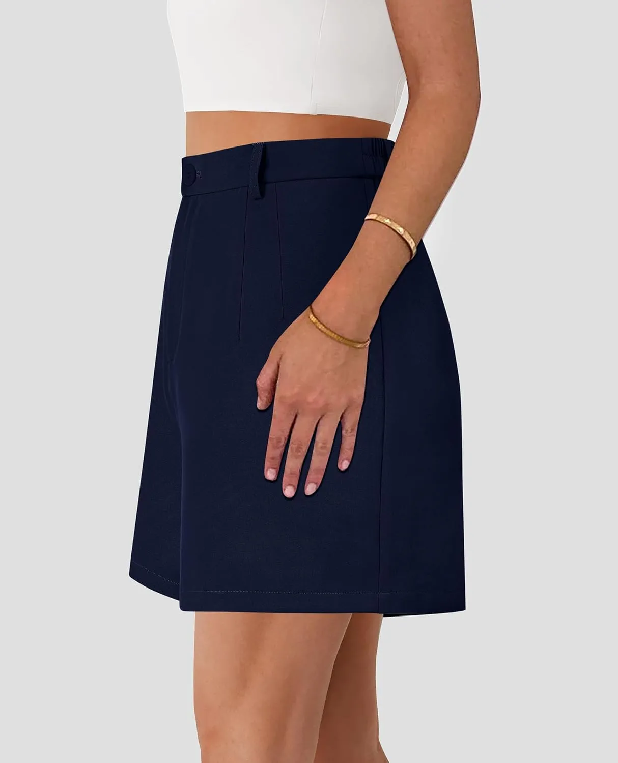 PRETTYGARDEN Shorts for Women Dressy 2025 Summer Elastic High Waisted Wide Leg Business Casual Work Shorts with Pockets