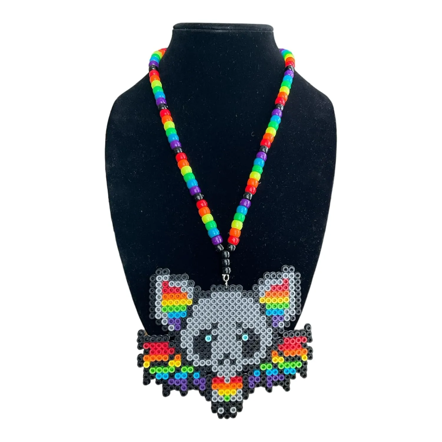 Rainbow Bat Kandi Necklace Festival Rave Party Costume Event