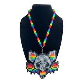 Rainbow Bat Kandi Necklace Festival Rave Party Costume Event