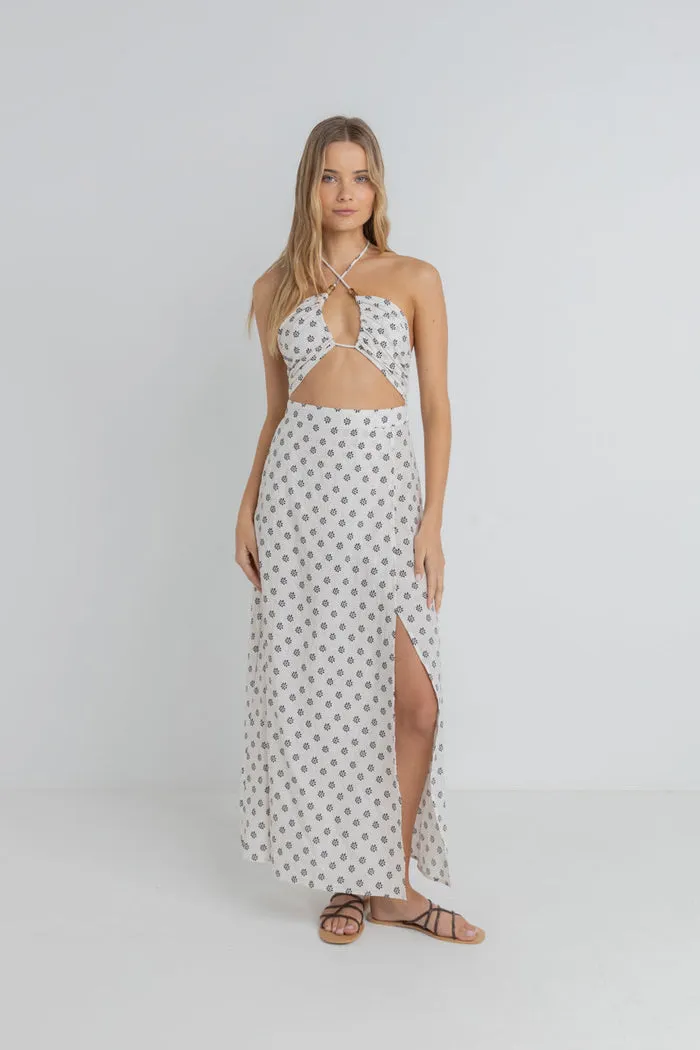 Rhythm Domino Floral Cutout Maxi Dress - OAT