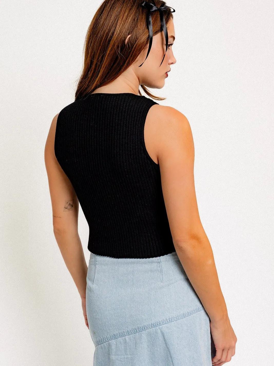 Satin Bow Sweater Vest