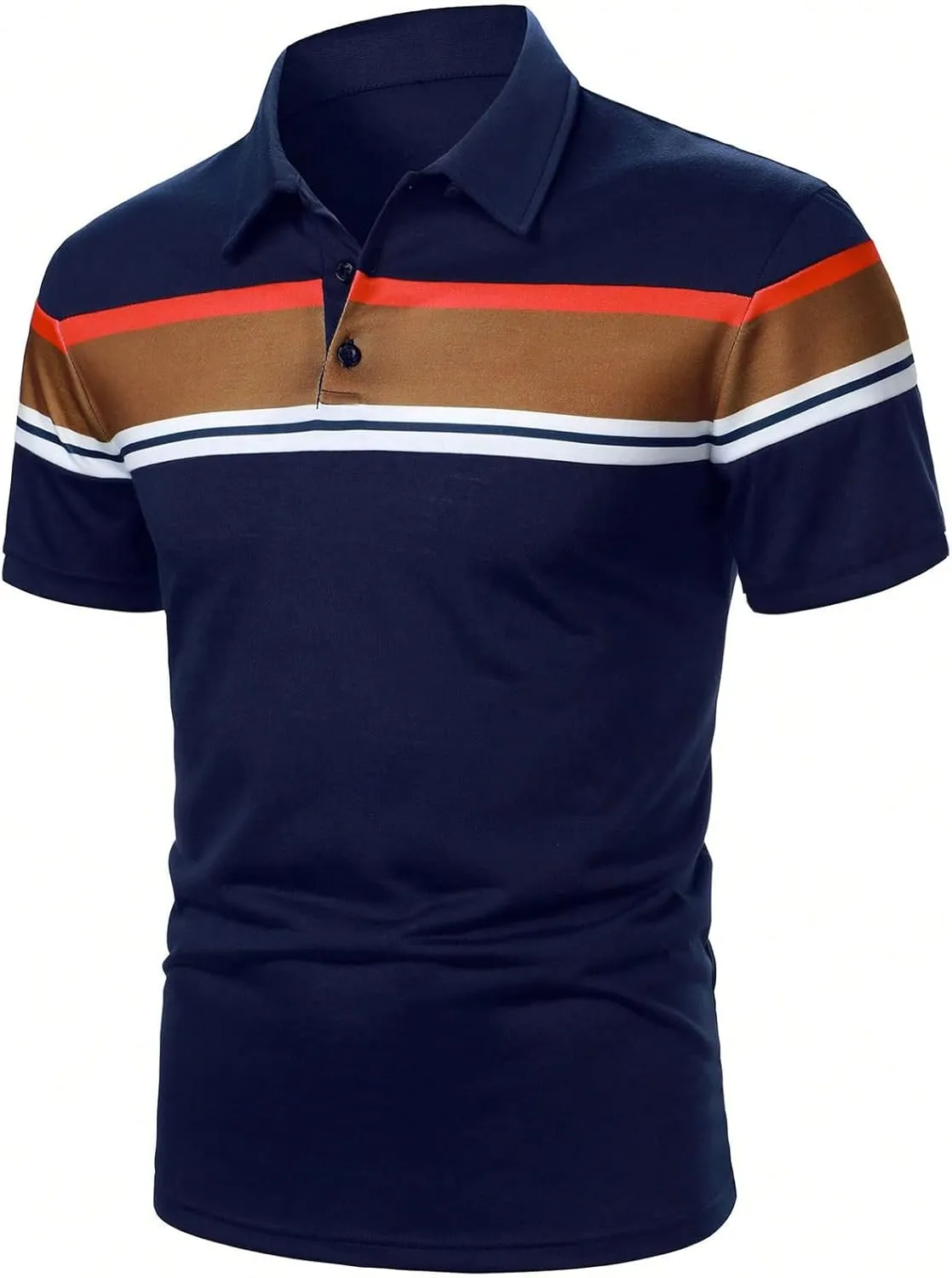 SOLY HUX Men's Short Sleeve Work Shirts Color Block Golf Tees Summer Casual Business T Shirt Tops