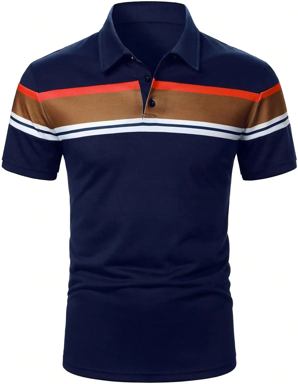 SOLY HUX Men's Short Sleeve Work Shirts Color Block Golf Tees Summer Casual Business T Shirt Tops