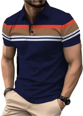 SOLY HUX Men's Short Sleeve Work Shirts Color Block Golf Tees Summer Casual Business T Shirt Tops