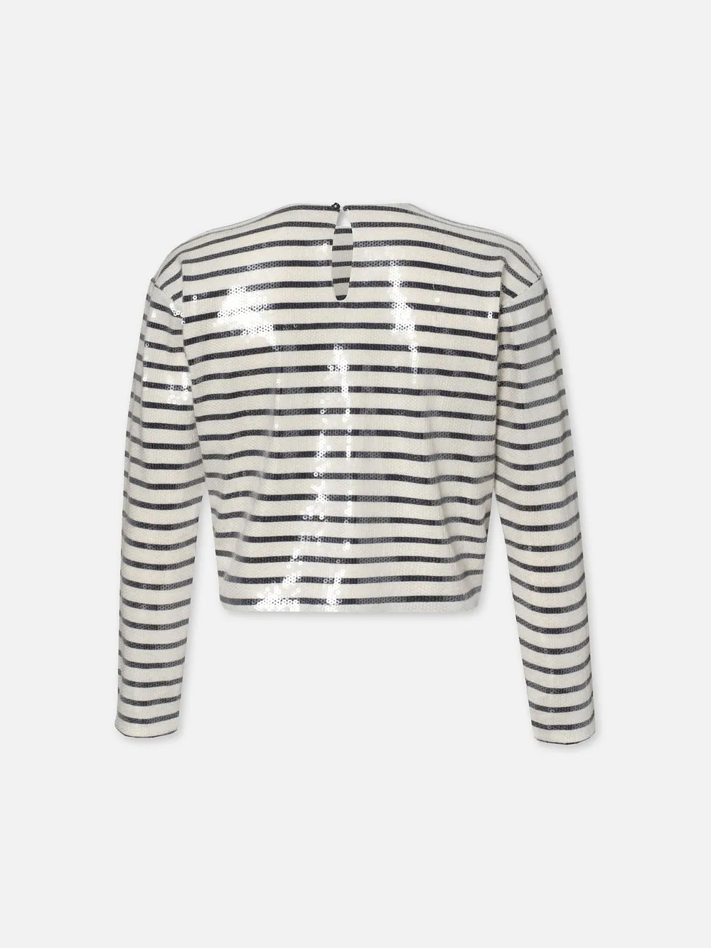 Striped Sequin Top -- Navy Multi
