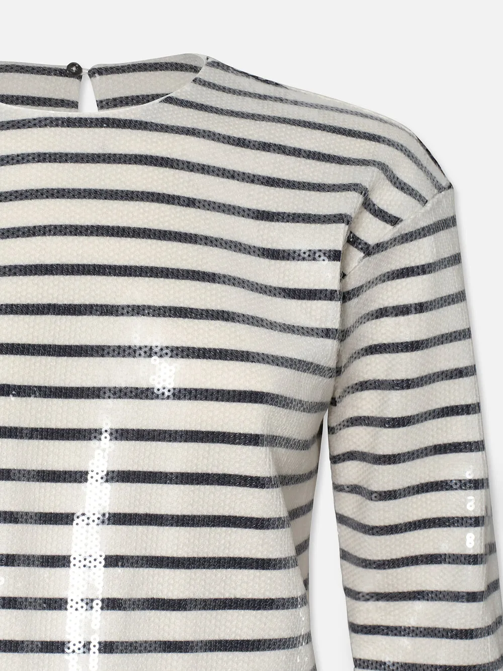 Striped Sequin Top -- Navy Multi