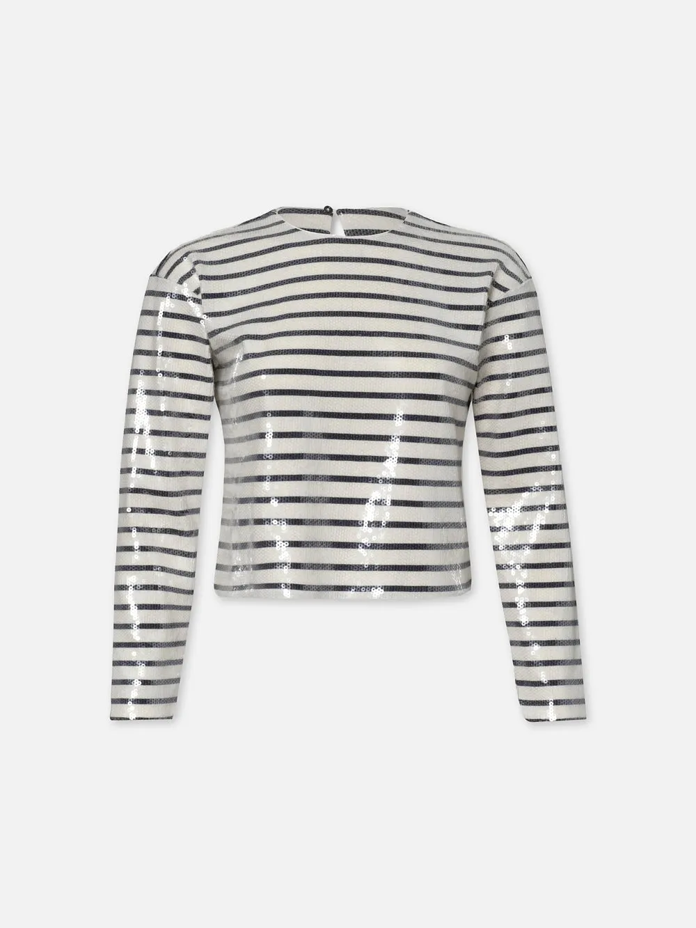 Striped Sequin Top -- Navy Multi