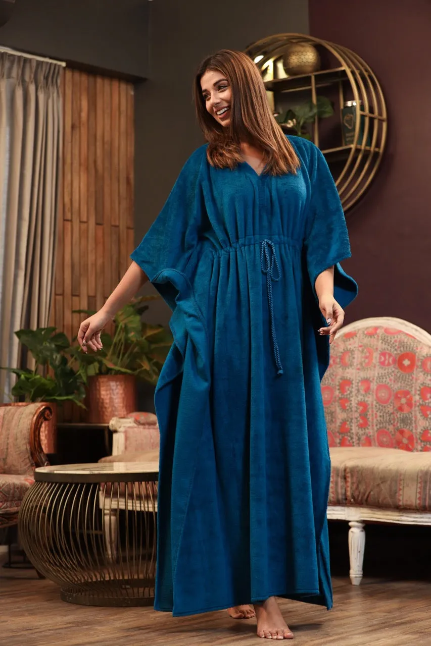 Super Soft Teal blue Woollen kaftan