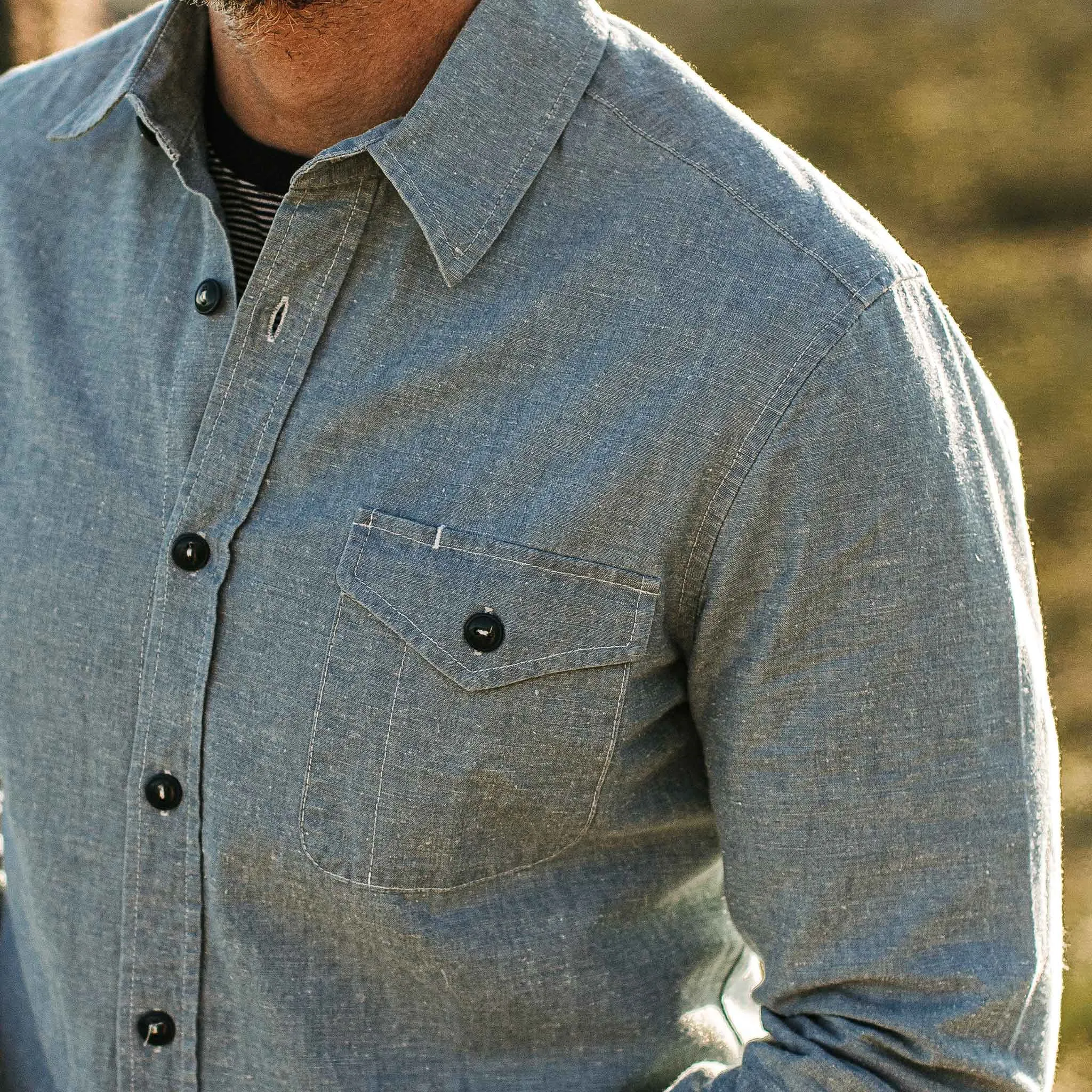 The Cash Shirt in Washed Hemp Chambray