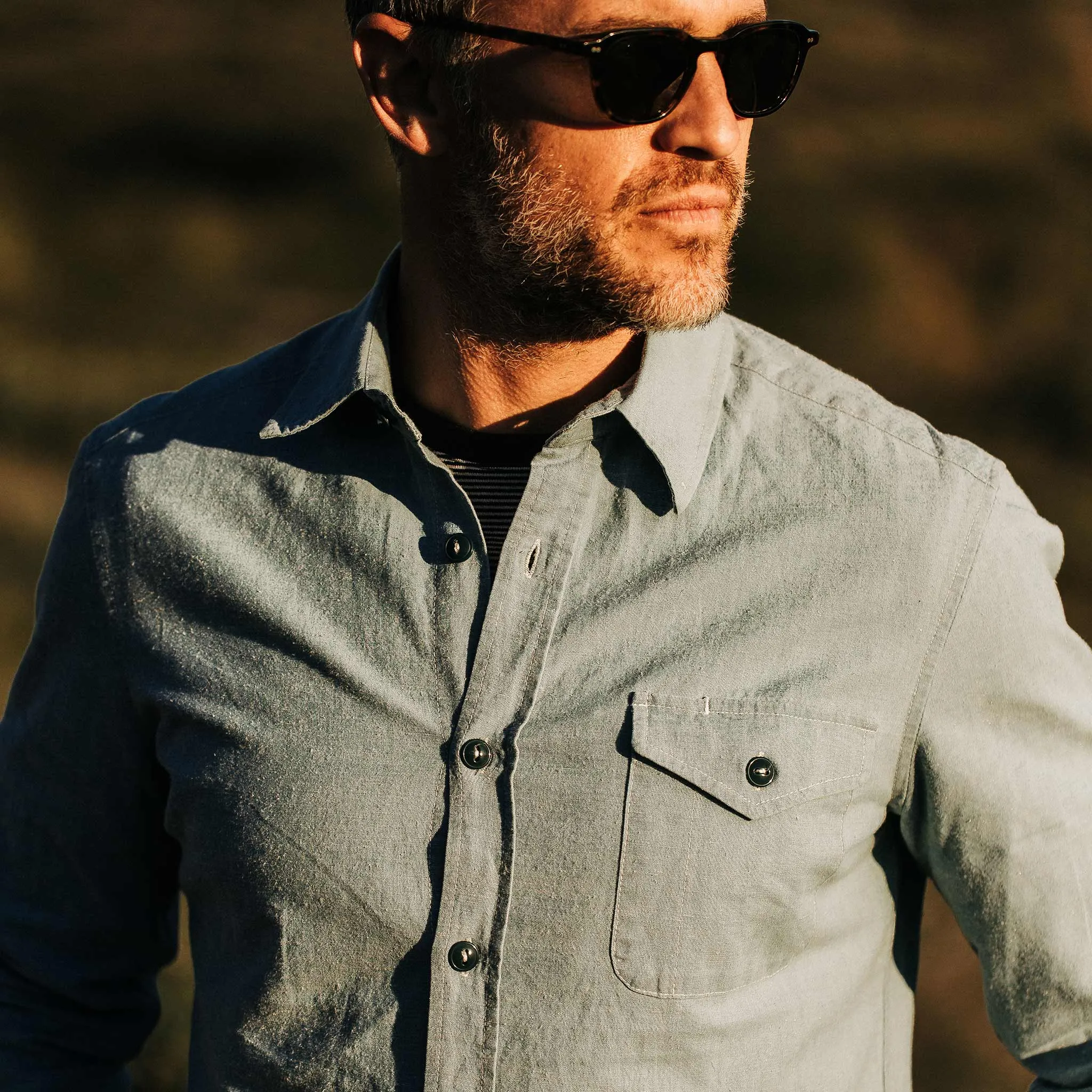 The Cash Shirt in Washed Hemp Chambray