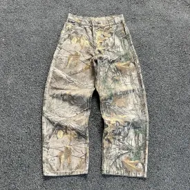 Toleet Baddie Winter/Autumn Outfits 2024 Washed Camouflage Pants Branch Men's American Style Wide Leg Loose Straight Denim Pants