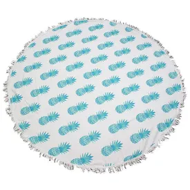 TW353X026A  Pineapple Print Round Fringed Beach Towel