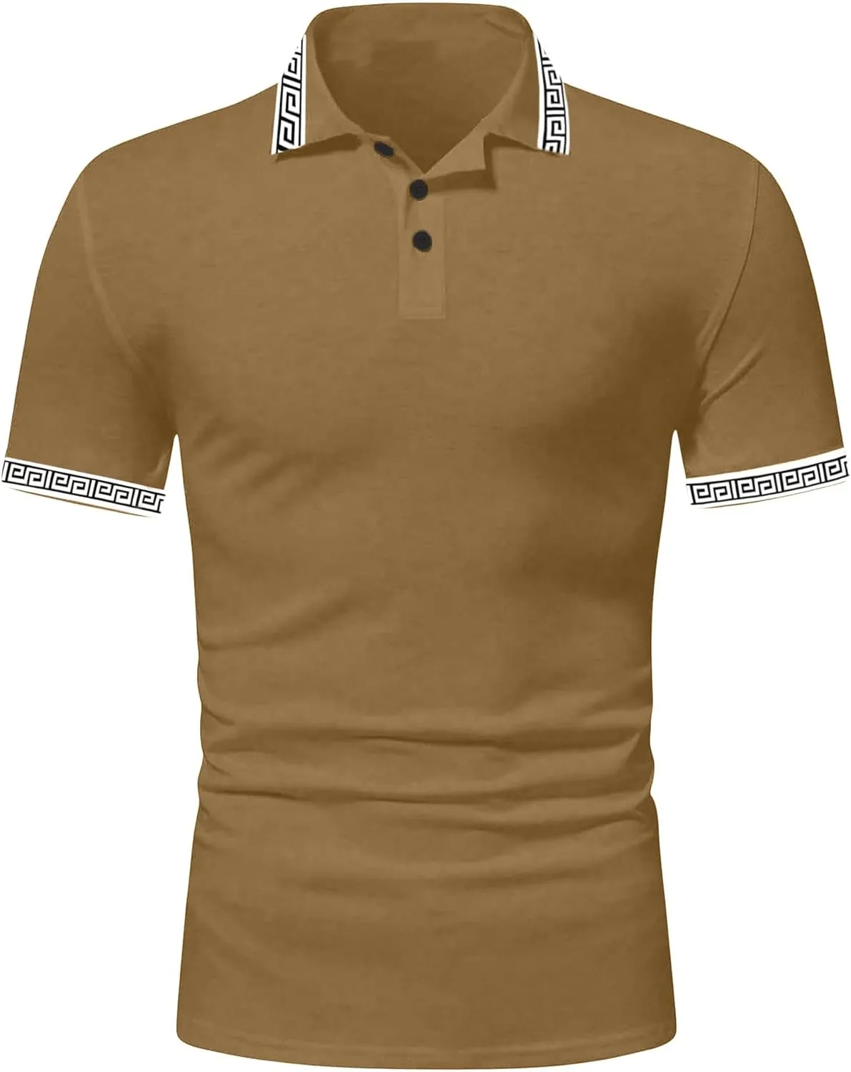 UOUA Mens Casual Polo Shirts Classic Short Sleeve Collared T Shirt Button Golf Slim Fit Tee Tops