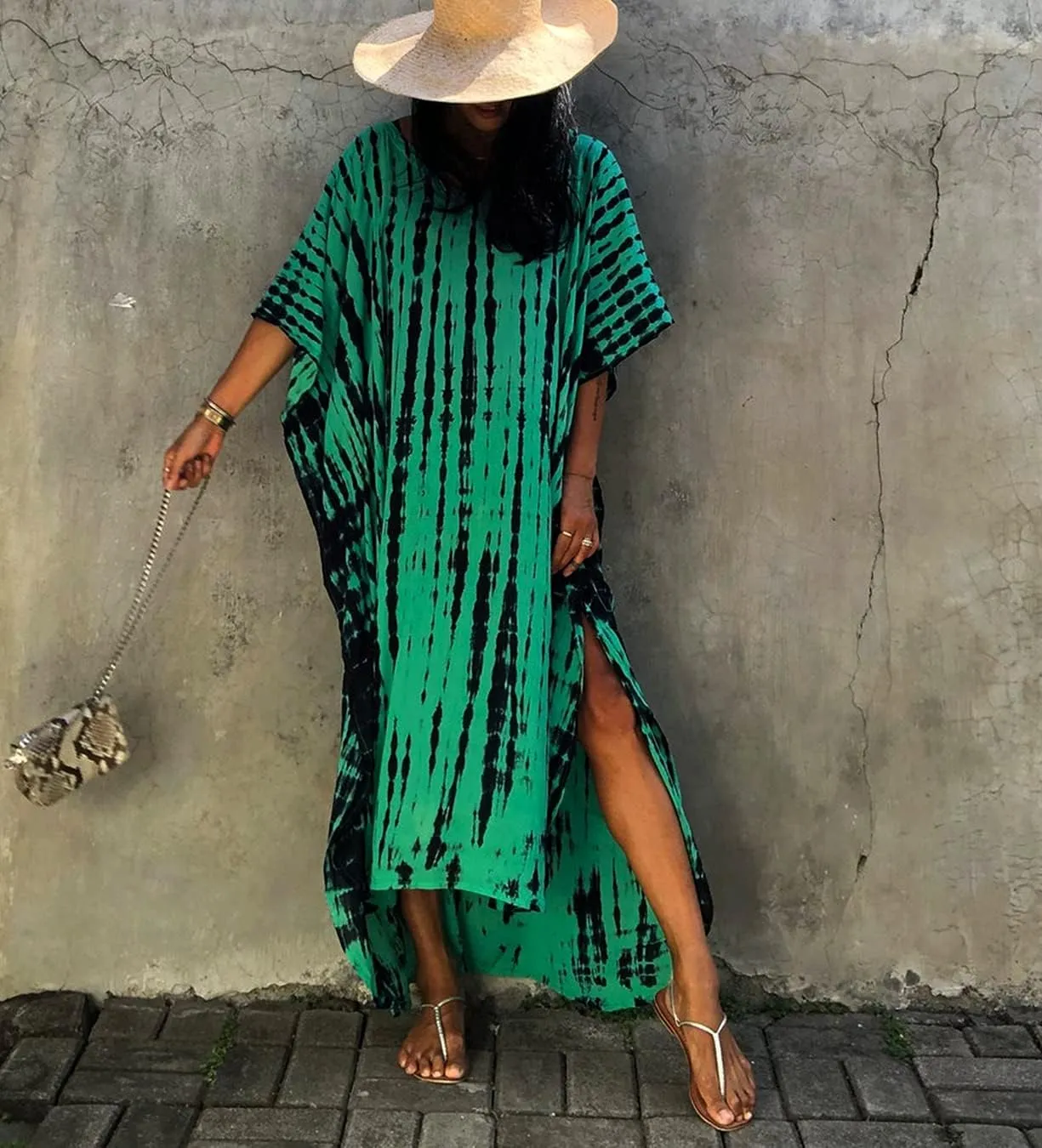 Venasha Womens Caftan Plus Size Kaftans Casual V Neck Caftans Long Soft Beach Maxi Dress for Summer