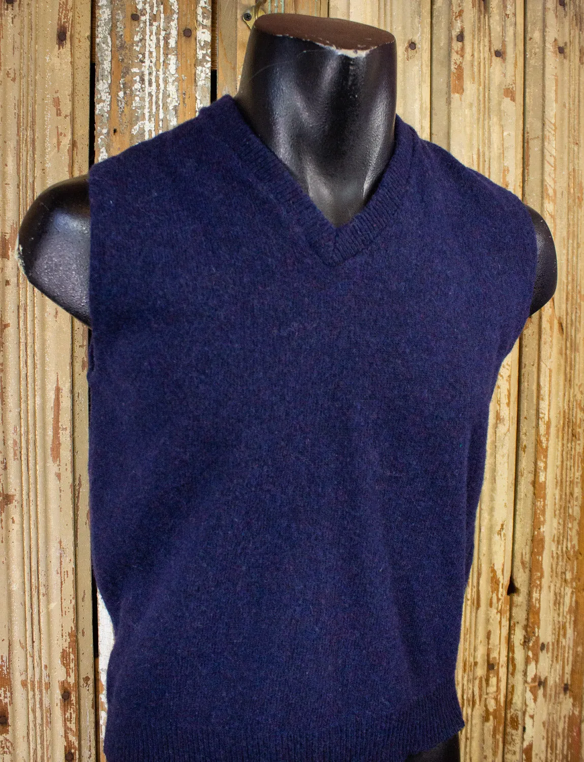 Vintage National Blue Sweater Vest 70s Medium