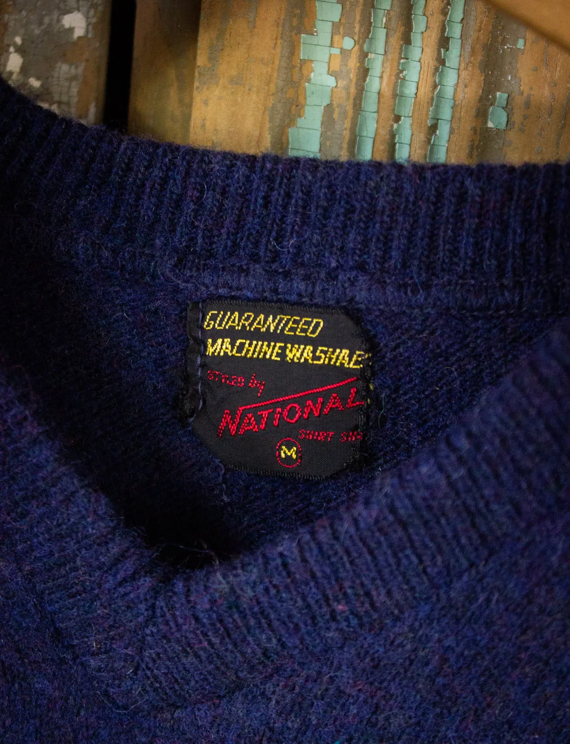 Vintage National Blue Sweater Vest 70s Medium