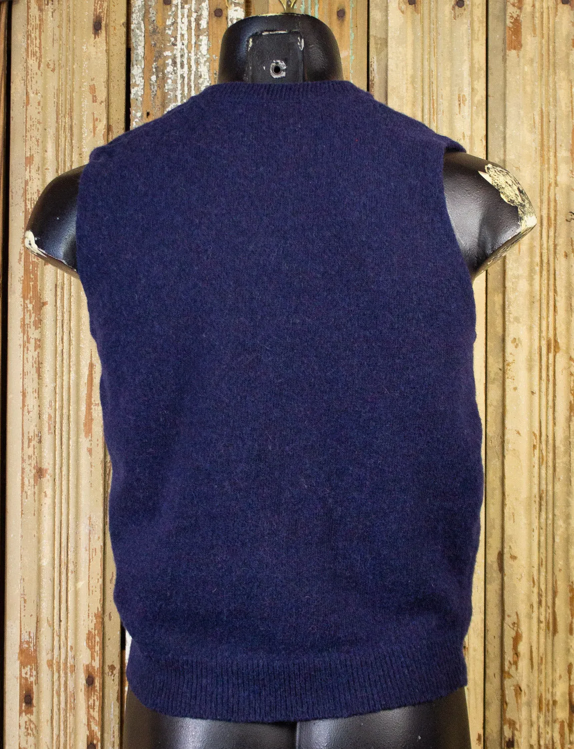 Vintage National Blue Sweater Vest 70s Medium