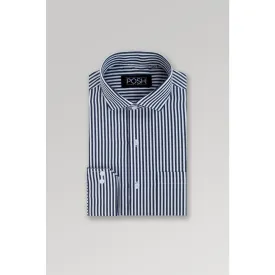 White Black Lining Slim Fit Shirt