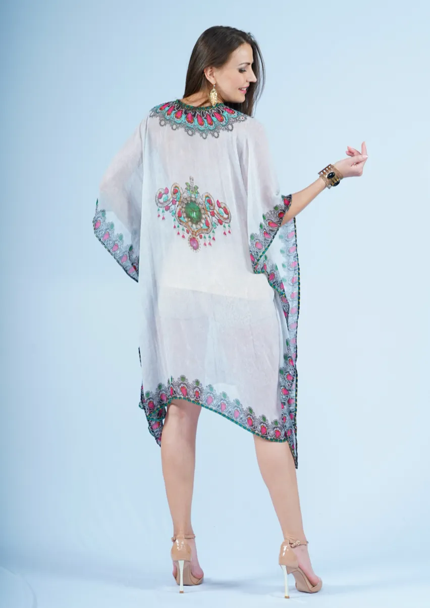 White Solid Kaftan