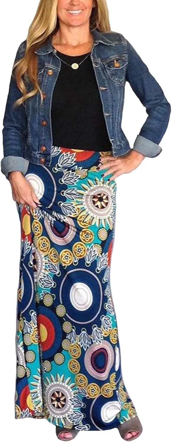 Women's Bohemian Print Long Maxi Skirt