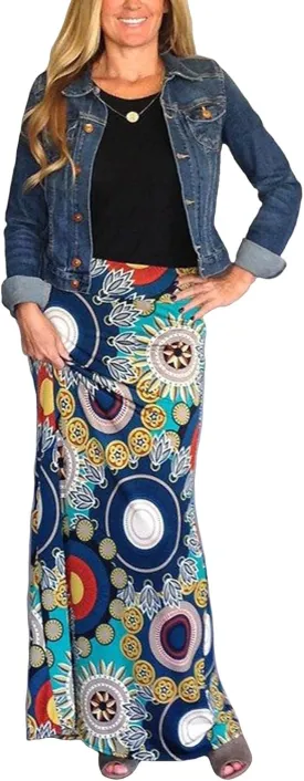 Women's Bohemian Print Long Maxi Skirt