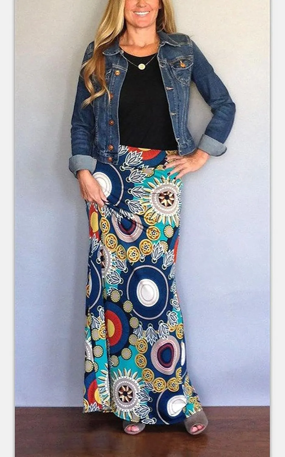 Women's Bohemian Print Long Maxi Skirt