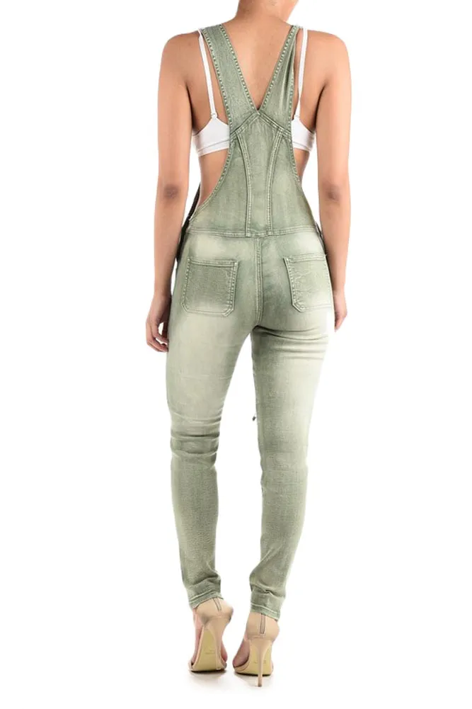 Women's Moto Denim Twill Overalls