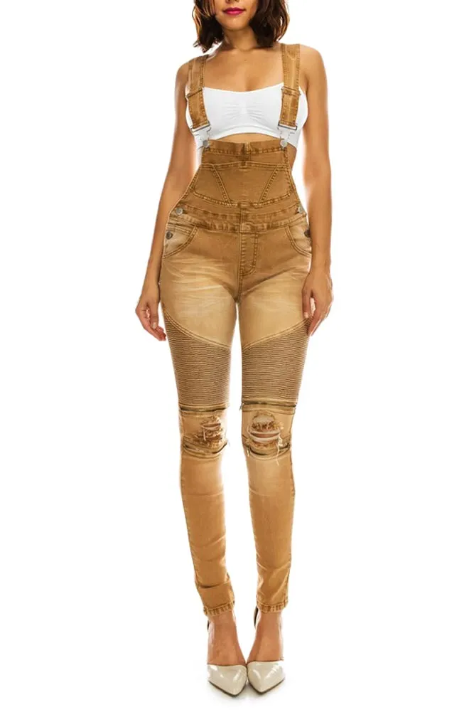Women's Moto Denim Twill Overalls