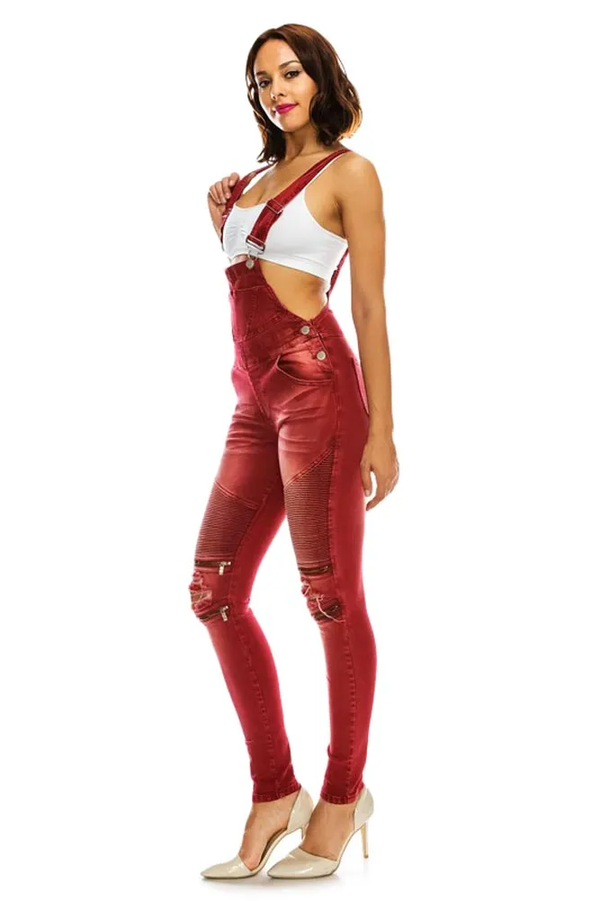 Women's Moto Denim Twill Overalls