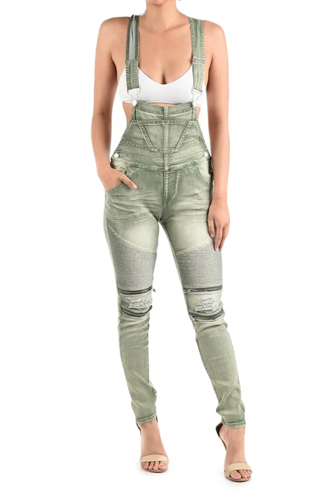 Women's Moto Denim Twill Overalls