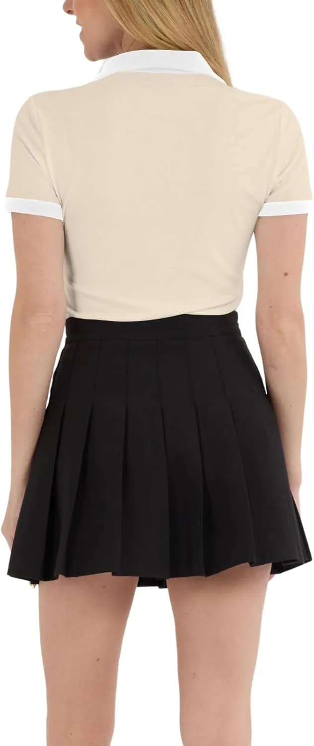 Women's Polo Shirts Casual Short Sleeve V Neck Collared Colorblock Golf Shirt