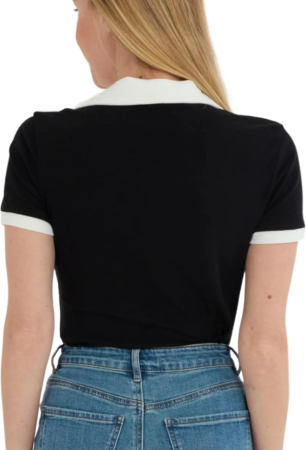 Women's Polo Shirts Casual Short Sleeve V Neck Collared Colorblock Golf Shirt