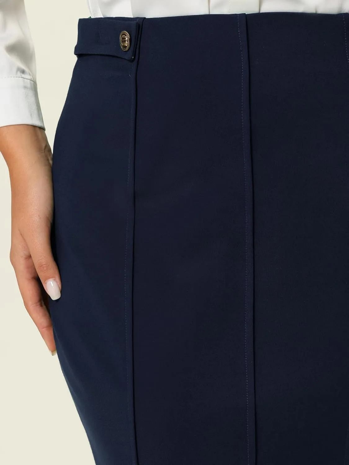 Women's Work Pencil Skirt High Waist Office Stretch Bodycon Midi Skirts