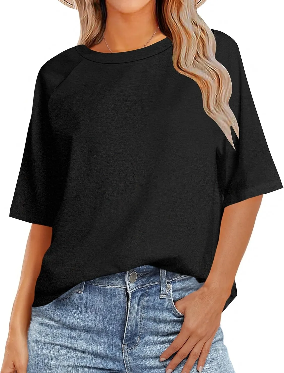 Zeagoo Womens T Shirts Summer Casual Oversized Crewneck Loose Fit Short Sleeve Striped Tops Fashion Comfy Basic Tee Blouses